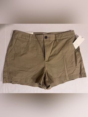 NWT a new day Shorts Womens 12 Tan Chino 3”Inseam Stretch Pockets Summer Classic